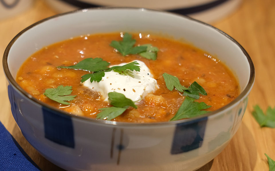 Closeup of Roasted Vegetable Soup