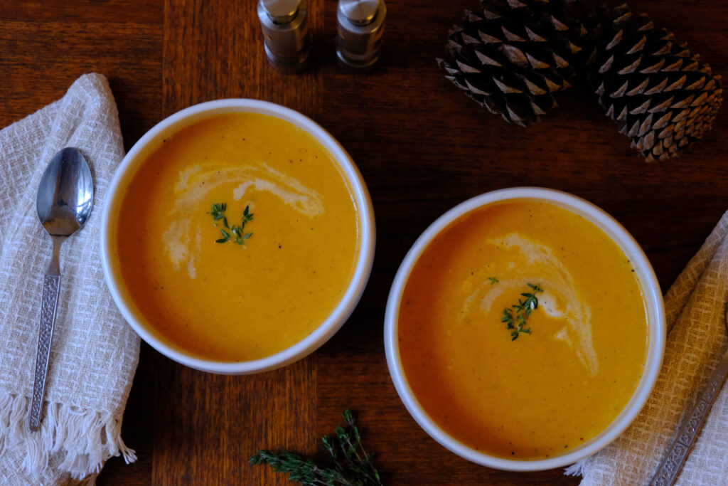 Roasted carrot and brie soup