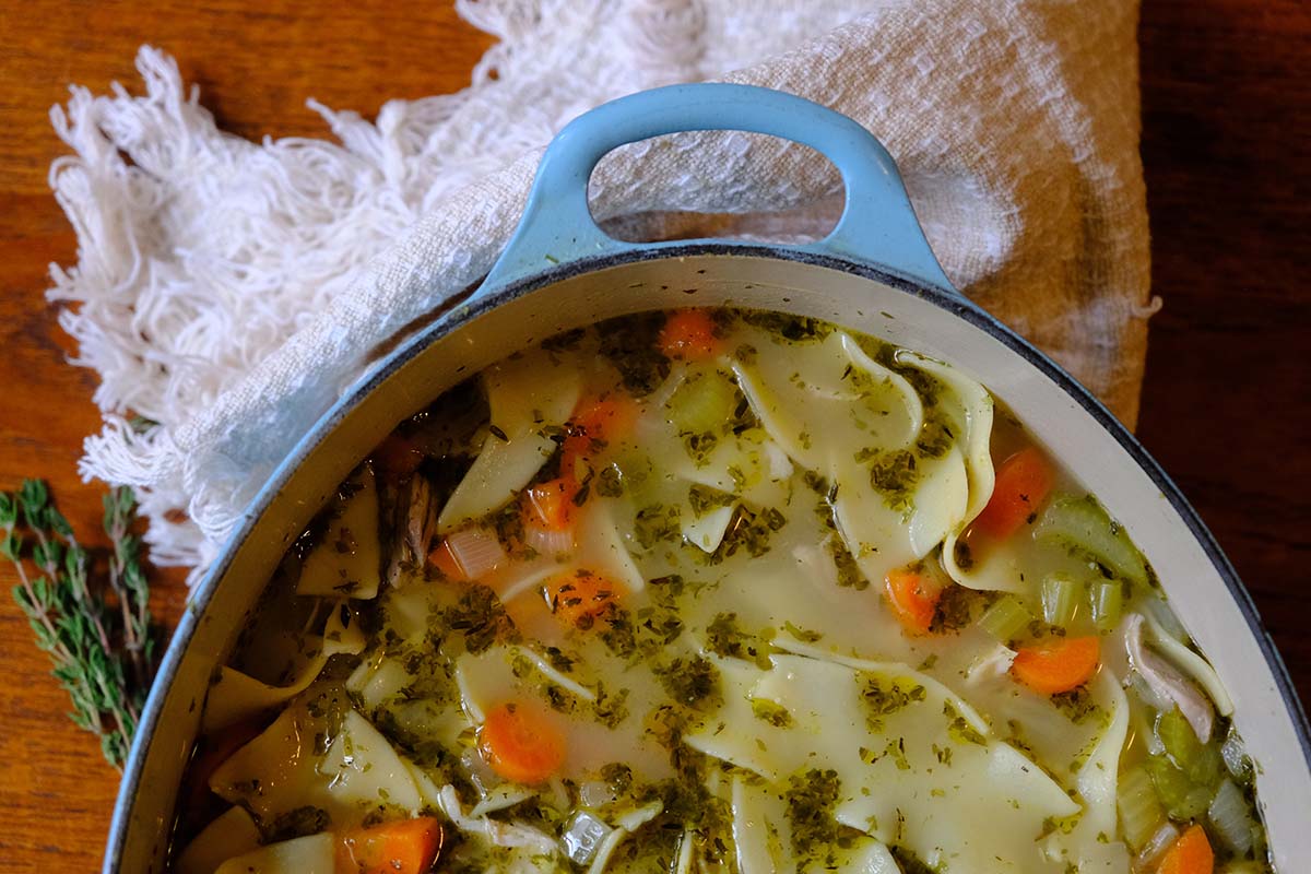 Pot of Chicken Noodle Soup