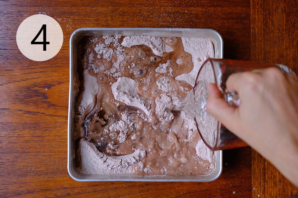 Instructions to make Chocolate Wacky Cake - Add Water