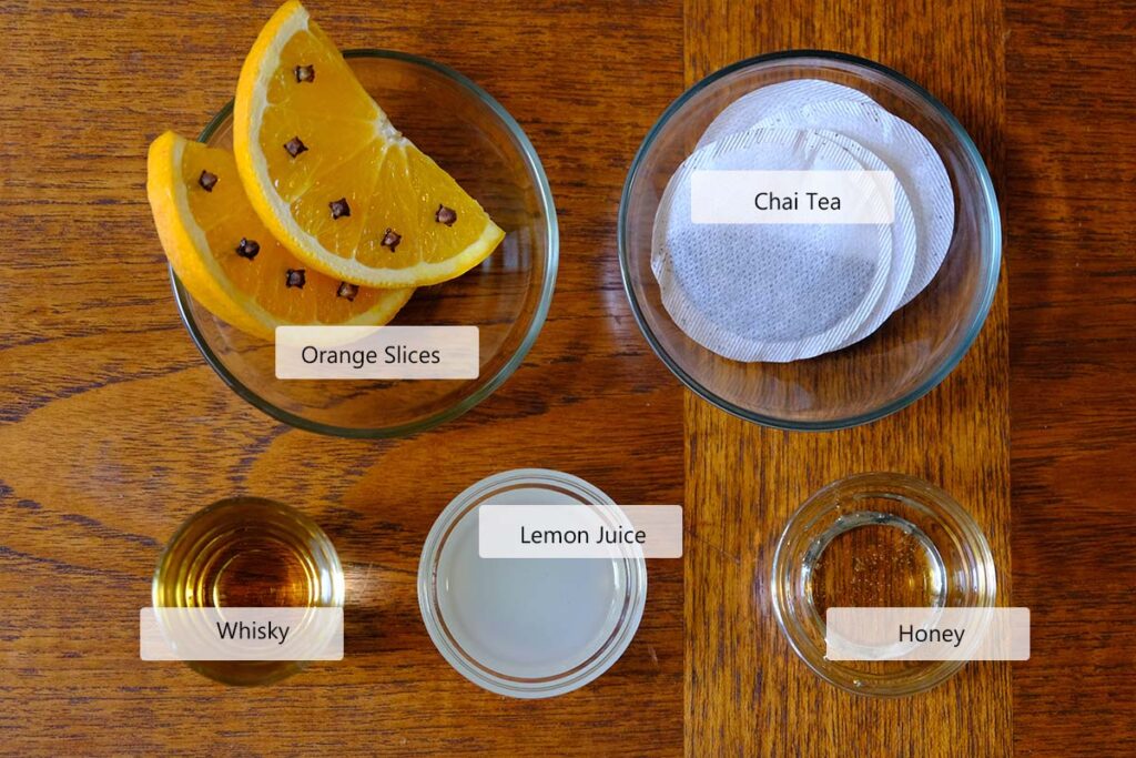 Ingredients for Chai Tea Hot Toddy