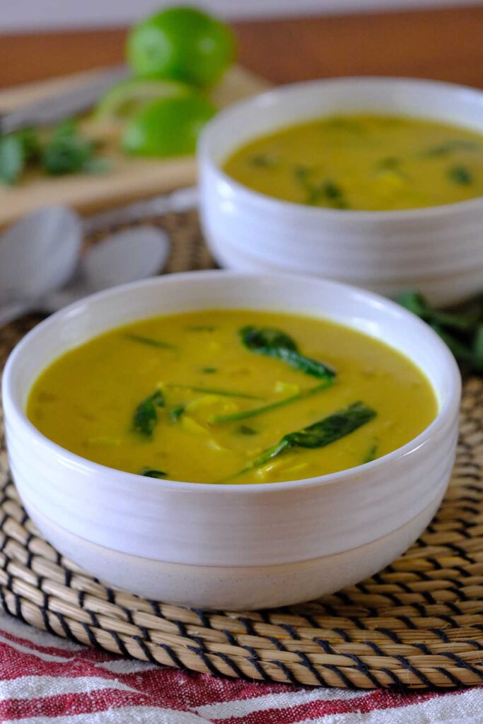 Bowls of Red Lentil and Coconut Soup