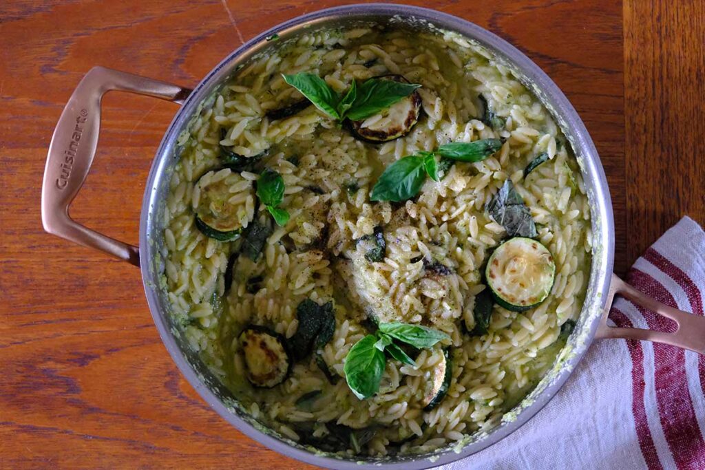 Pot of Zucchini Orzo