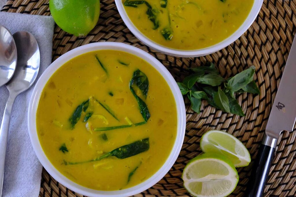 Red Lentil Coconut Soup with LIme