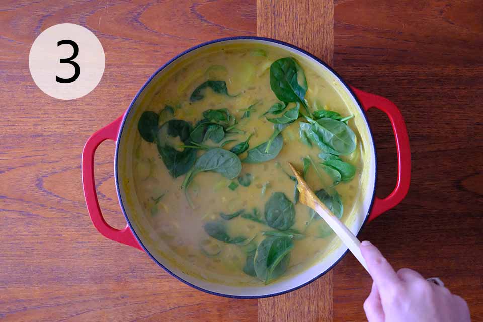 Step 3 - Simmer before adding spinach