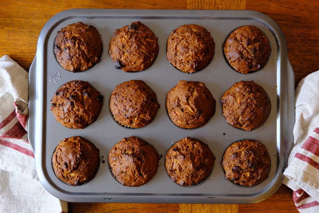 Tray of Healthy Morning Glory Muffins