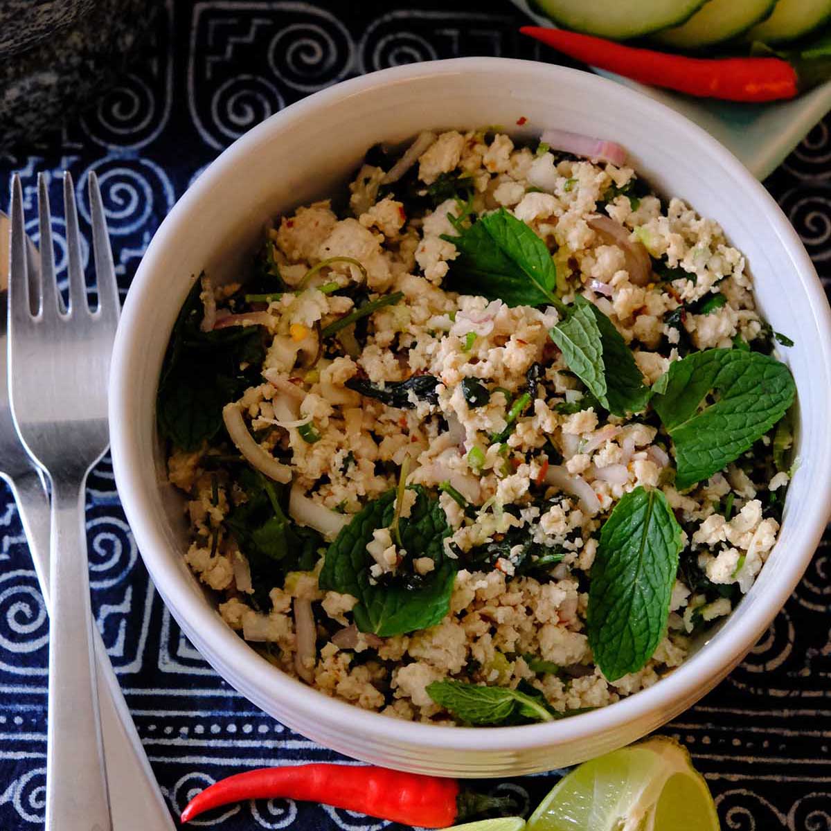 Thai Larb Gai Recipe (Authentic Isaan Minced Chicken Salad)