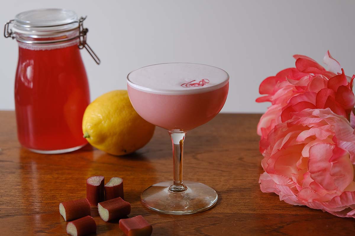 Ingredients for a Rhubarb Gin Cocktail