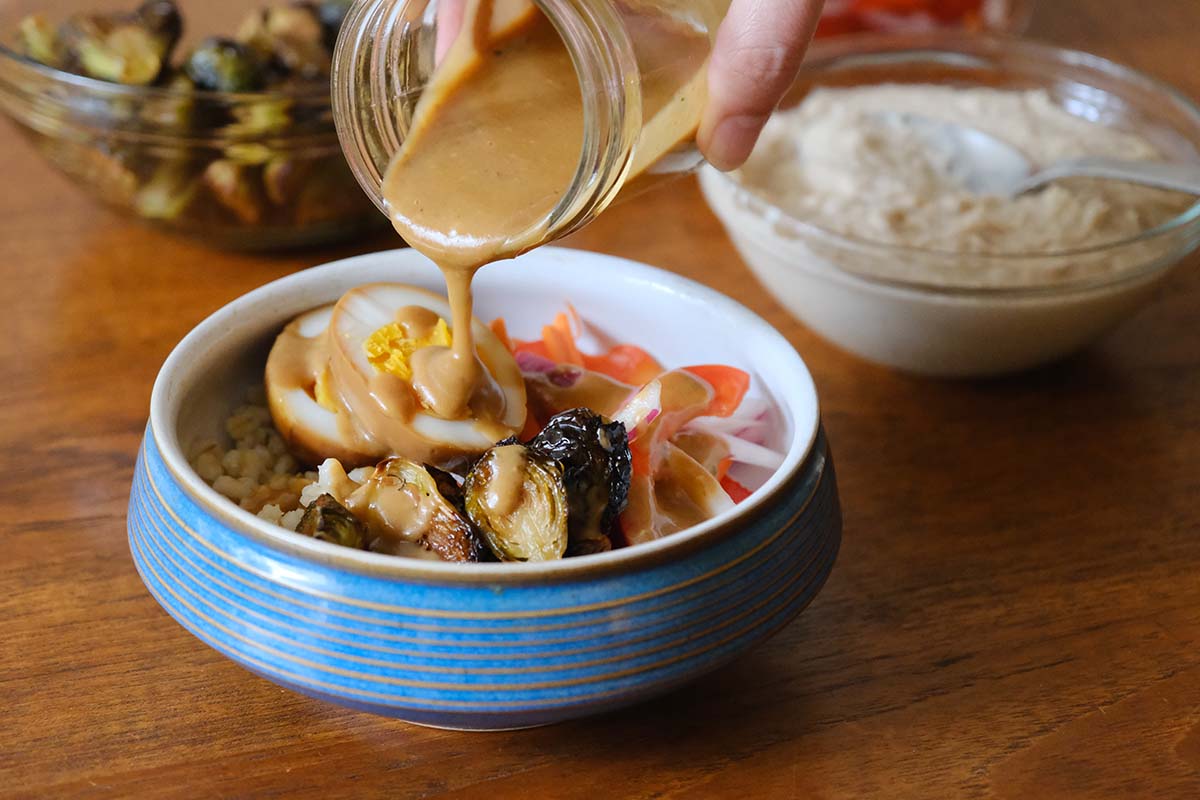 Pouring Creamy Miso Dressing