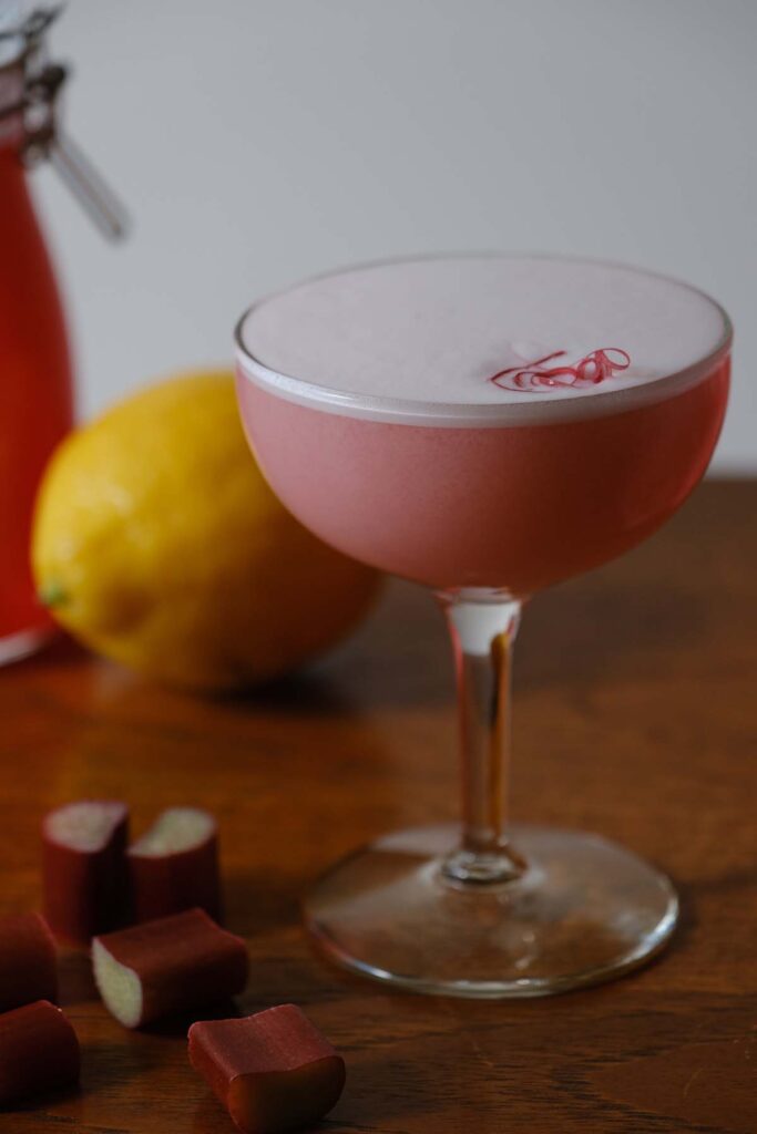 Glass of Rhubarb Gin Cocktail