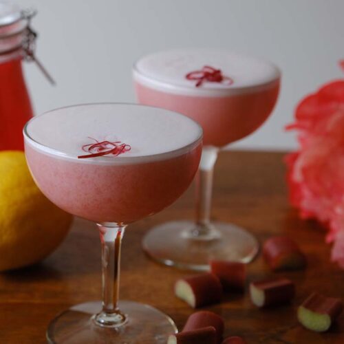 Rhubarb Gin Cocktail with flowers