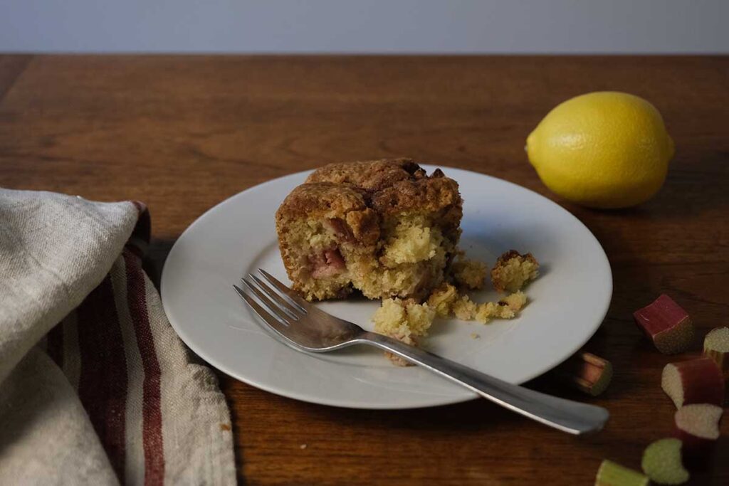 Slice of Lunar Rhubarb Cake