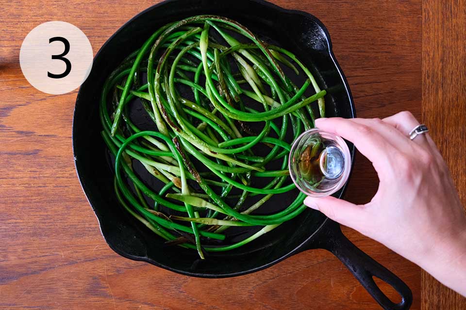 How to saute garlic scapes - step 3