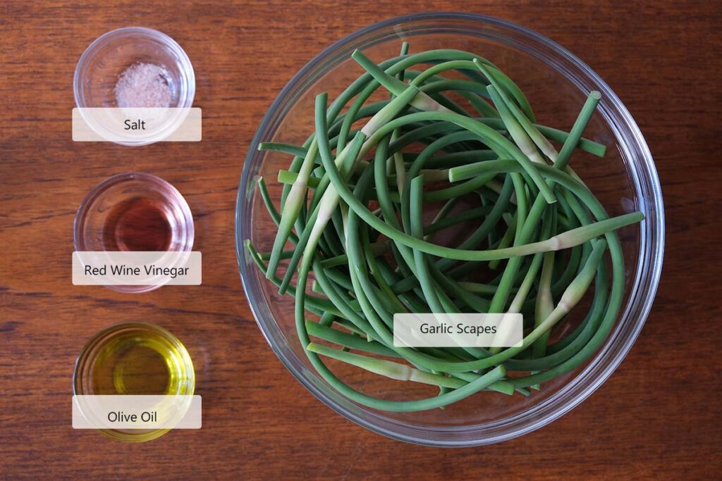 ingredients to saute garlic scapes