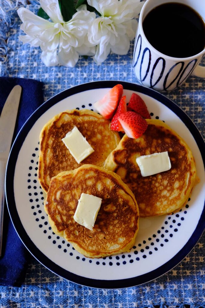 Plate of Cornmeal Pancakes with butter