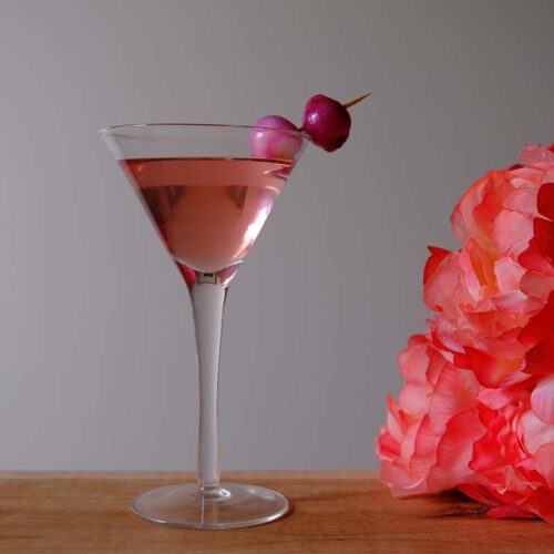 A pink vodka Gibson recipe