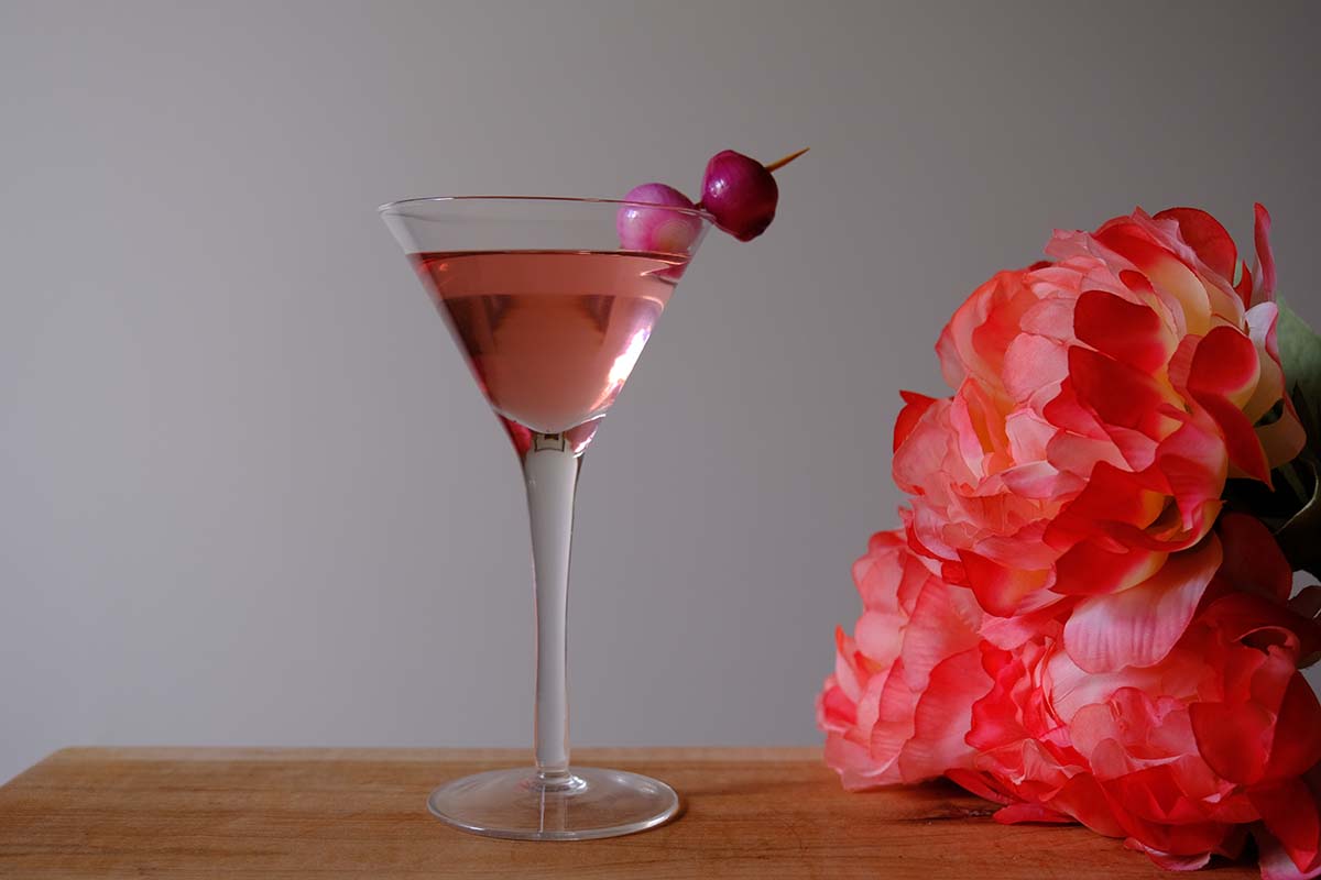 A pink vodka Gibson recipe