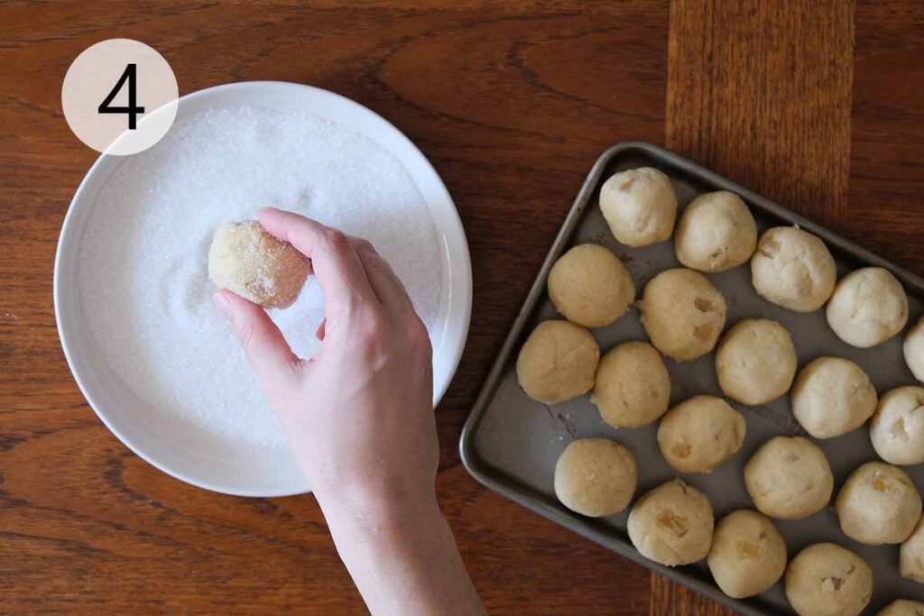 Step 4 to make triple ginger cookies